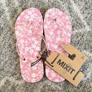 Mixit Pink Floral Flip Flops